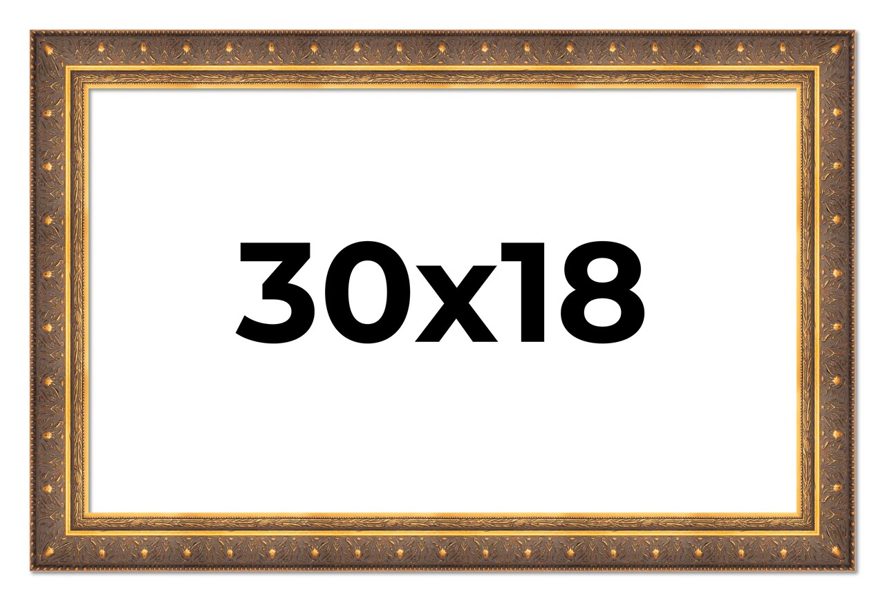 30x18 Museum Gold Picture Frame - UV Acrylic, Foam Board Backing, Hanging Hardware
